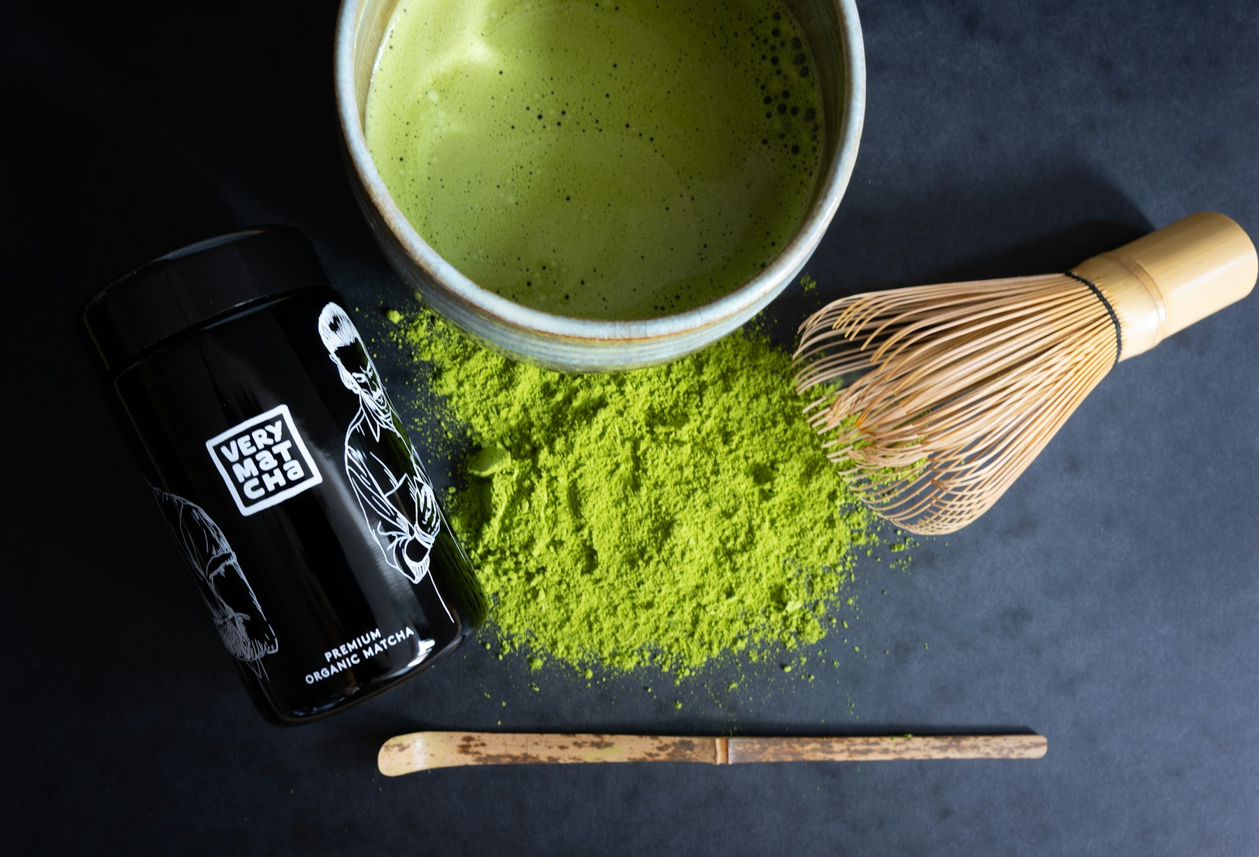 Texture de poudre de matcha